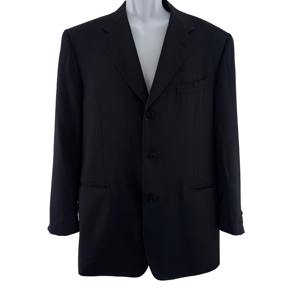 Canali Proposta Blazer Mens US 40 Black Wool Suit Jacket Made‎ In Italy 3 Button